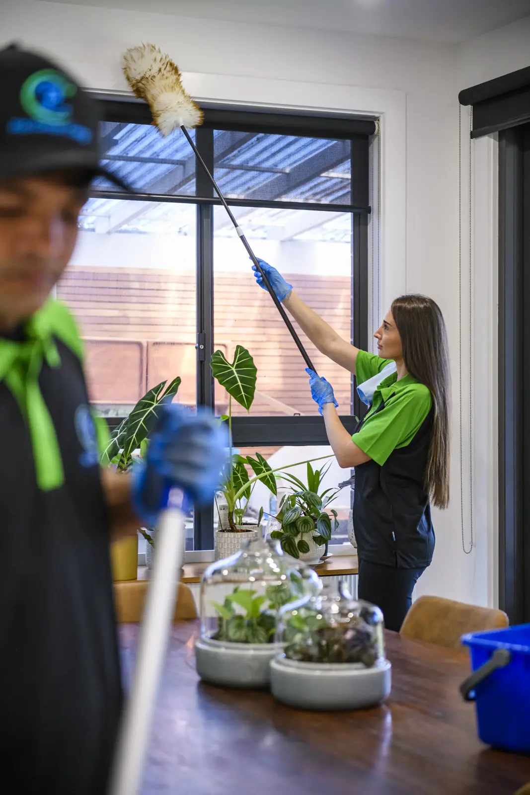 Professional commercial cleaners servicing a Sydney workplace